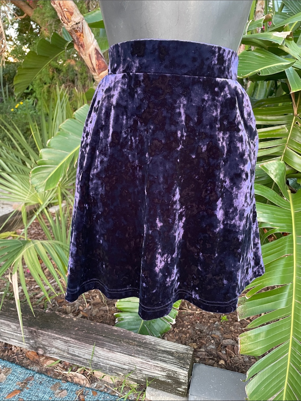 Purple crushed velvet, skater girl skirt